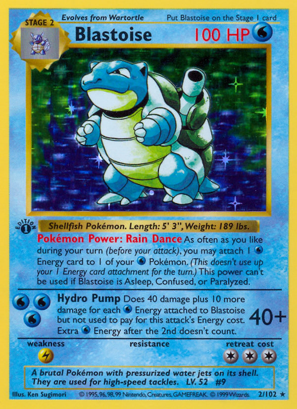 Blastoise original Base Set Pokémon card