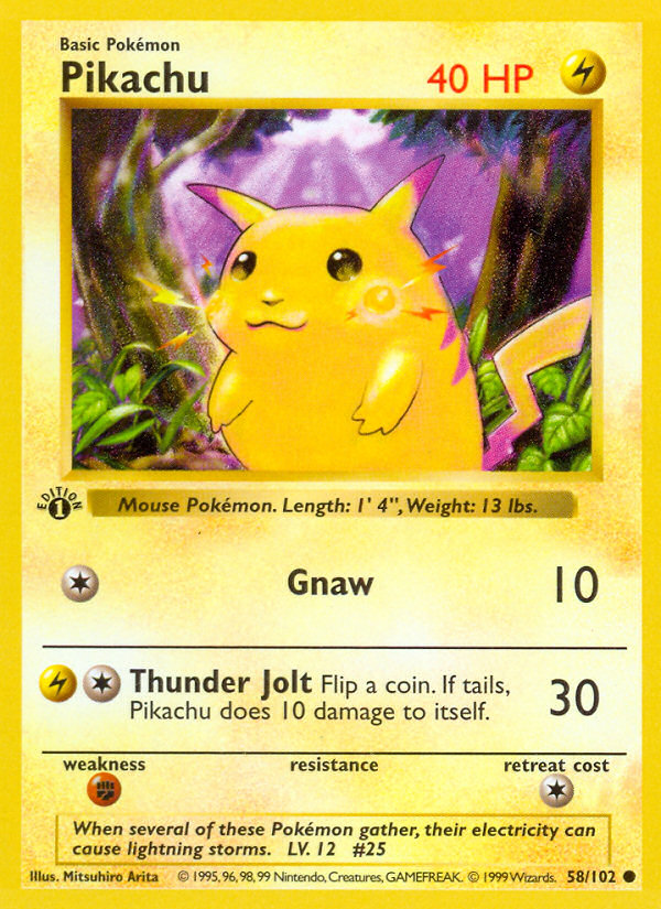 Pikachu original Base Set Pokémon card